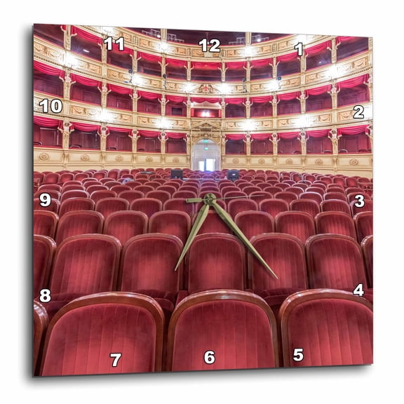 3drose, Italy, Trieste, Teatro Verdi Interior, 15x15 Wall Clock