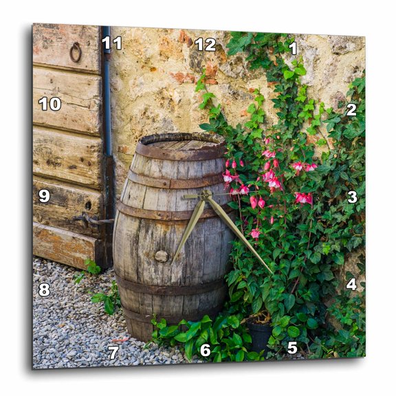 3drose, Italy, Tuscany, Monteriggioni, Vine, Barrel, 10x10 Wall Clock