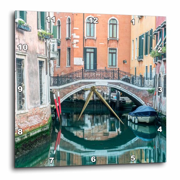 3drose, Italy, Venice. Canal and Bridge, 15x15 Wall Clock