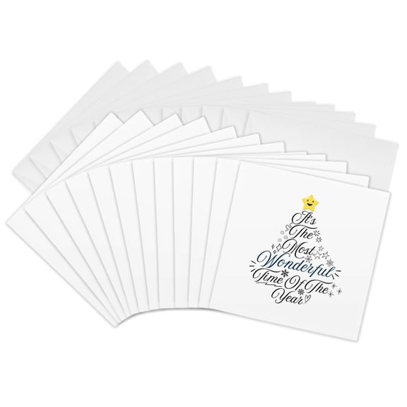 3drose, Its the Most Wonderful Time of the Year - Form of Christmas Tree, 12 Greeting Cards with Envelopes