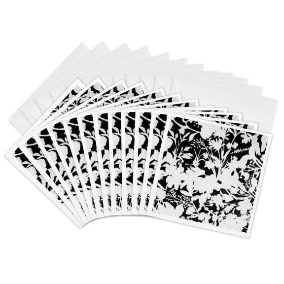 3drose, Ivory N Ebony, 12 Greeting Cards with Envelopes
