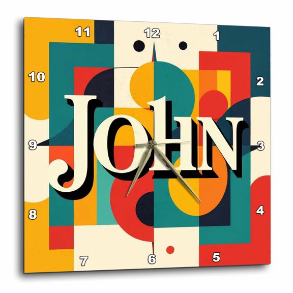 3drose, John Male Name. Attractive Colorful Abstract Art Background. Gift, 10x10 Wall Clock