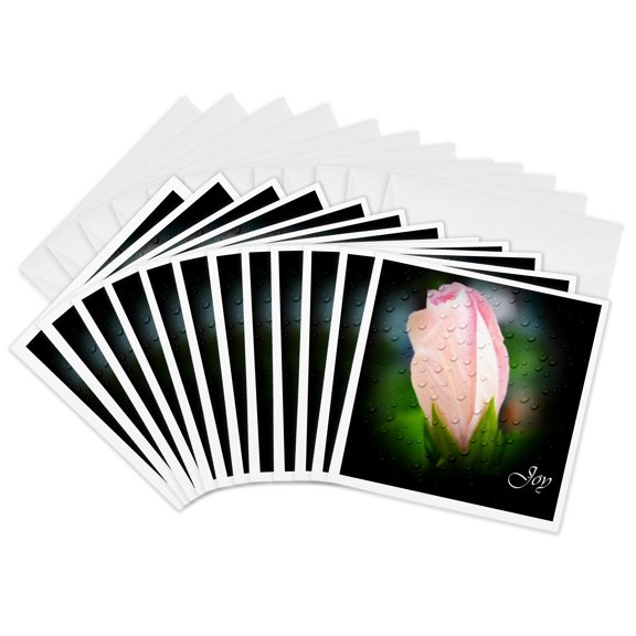 3drose, Joy Inspirational Flower, 12 Greeting Cards with Envelopes