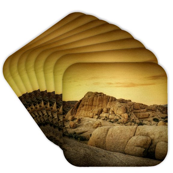 3drose, Jumbo Rocks in Joshua Tree National Park, Set of 8 Coasters - Cork