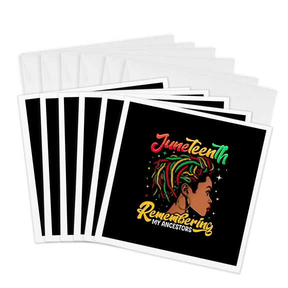3drose, Juneteenth. Remembering My Ancestors Colorful Afro American Art Gift, 6 Greeting Cards with Envelopes
