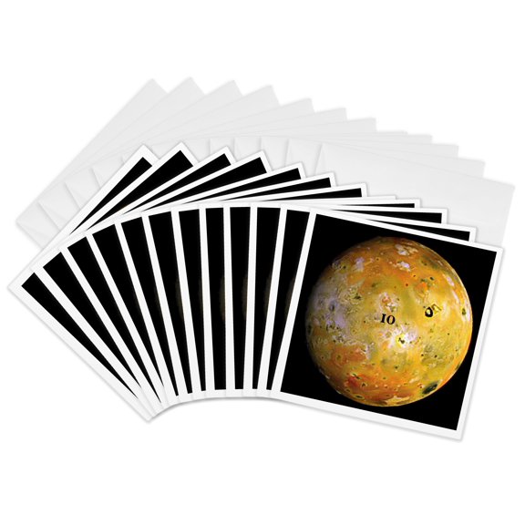 3drose, Jupiter Moon Io, 12 Greeting Cards with Envelopes