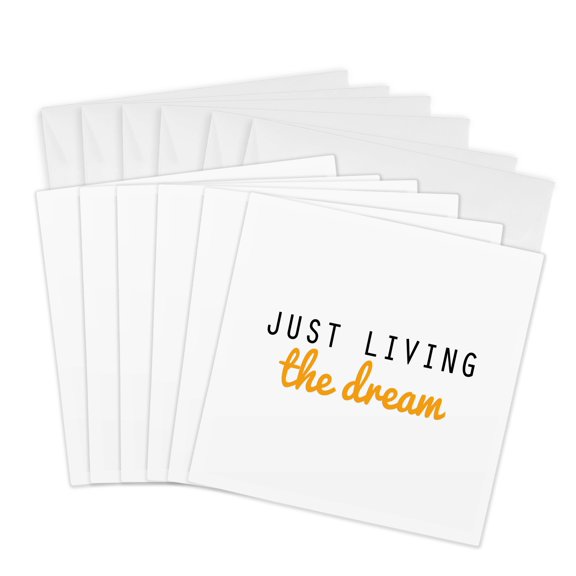 3drose, Just Living the Dream - Orange, 6 Greeting Cards with Envelopes