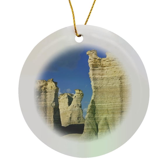 3drose, Kansas, Logan County, Monument Rock Formation - Us17 Rer0006 - Ric Ergenbright, Circle Porcelain Ornament