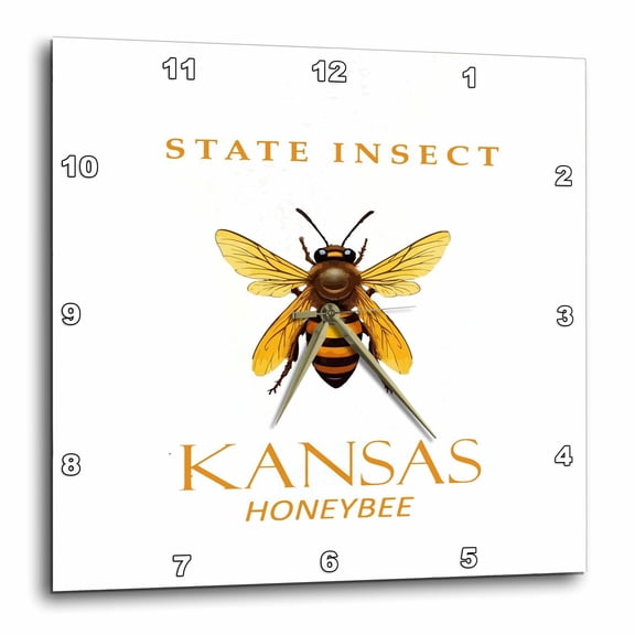 3drose, Kansas Territory Insect the Honeybee, 15x15 Wall Clock