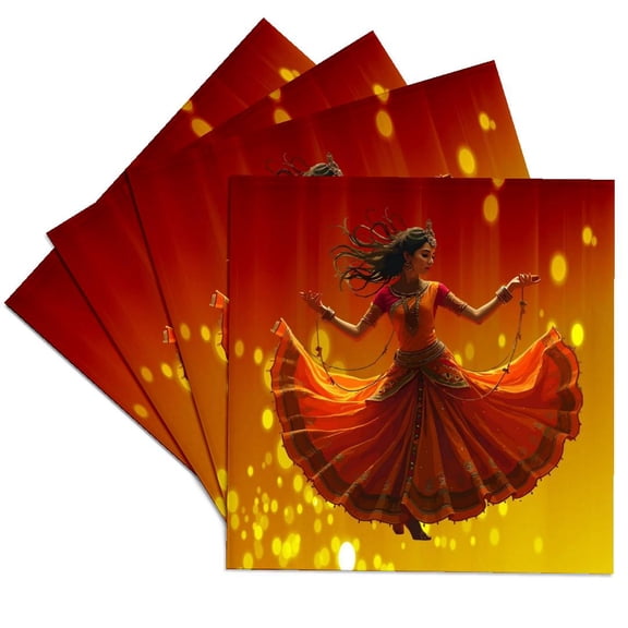3drose, Kathak Dance Art Indian Traditional Dance, Set of 4 Ceramic Tile Coasters