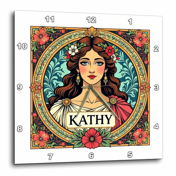 3drose, Kathy Female Name and a Classical Princess. Personal Gift for Woman, 10x10 Wall Clock