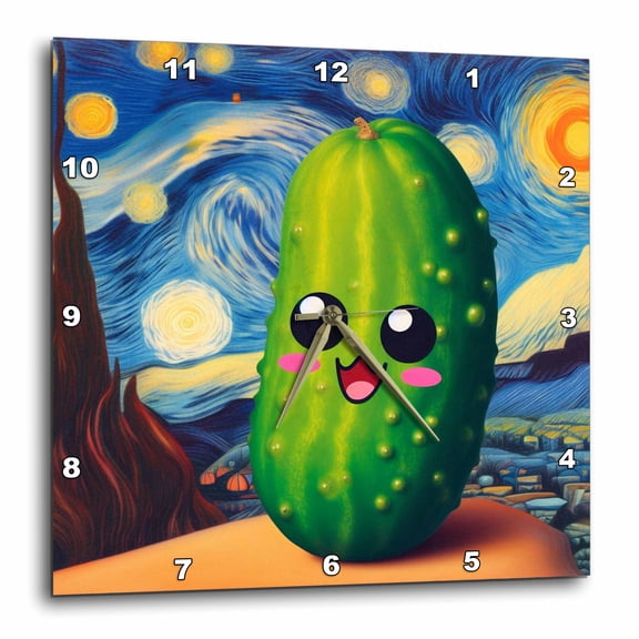 3drose, Kawaii Pickle, 10x10 Wall Clock