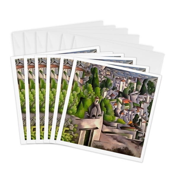 3drose, Kayakoy Empty Old Houses Urban Landscape, 6 Greeting Cards with Envelopes