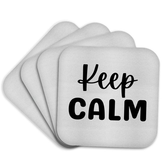 3drose, Keep Calm and Carry on - Classic Inspirational Quote, Set of 4 Coasters - Soft