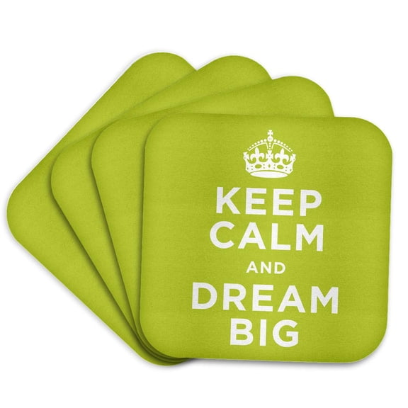3drose, Keep Calm and Dream Big. Green., Set of 4 Coasters - Cork