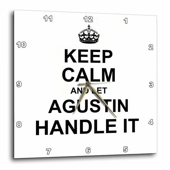 3drose, Keep Calm and Let Agustin Handle It - Funny Personal Name, 13x13 Wall Clock