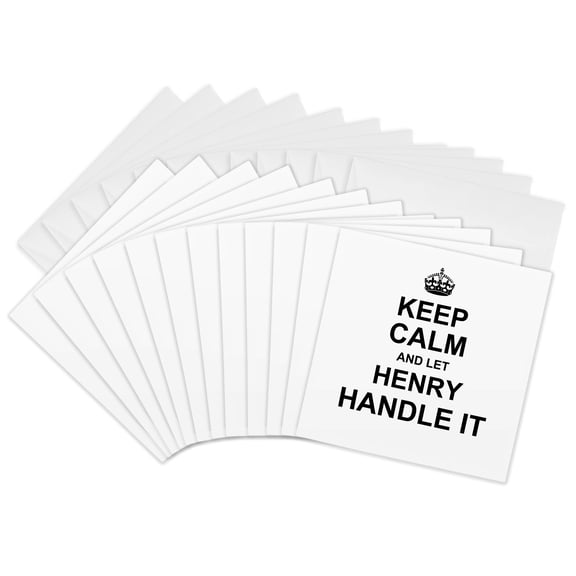 3drose, Keep Calm and Let Henry Handle It - Funny Personal Name, 12 Greeting Cards with Envelopes