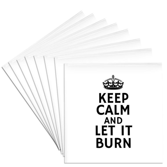 3drose, Keep Calm and Let It Burn Typography - Bold Quote with Crown Symbol, Set of 8 Ceramic Tile Coasters