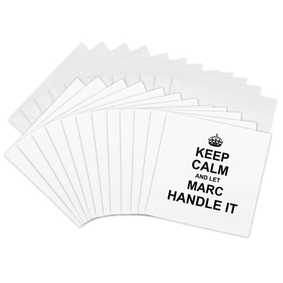 3drose, Keep Calm and Let Marc Handle It - Funny Personal Name, 12 Greeting Cards with Envelopes
