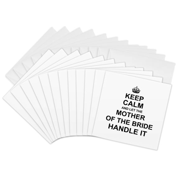 3drose, Keep Calm and Let the Mother of the Bride Handle It Wedding Day Humor, 12 Greeting Cards with Envelopes