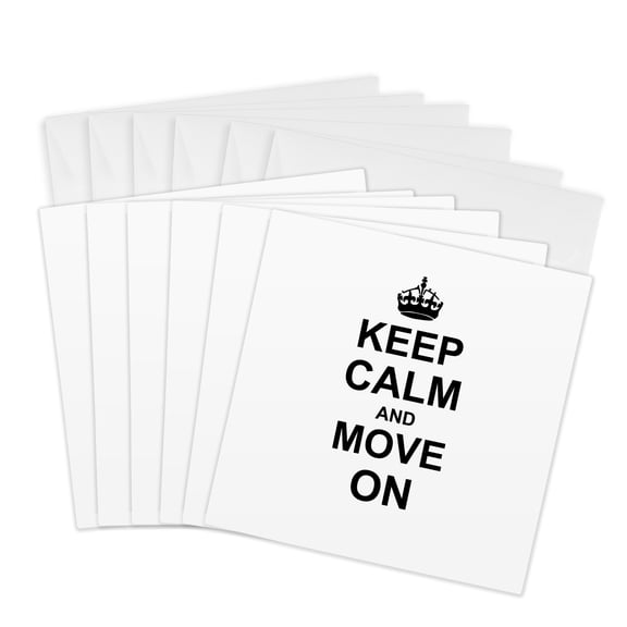3drose, Keep Calm and Move on - Moving on Motivational Words - or Gifts for Moving House Professional Movers, 6 Greeting Cards with Envelopes