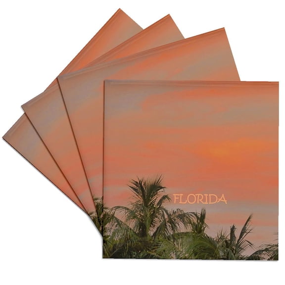 3drose, Key West Sunset, Set of 4 Ceramic Tile Coasters