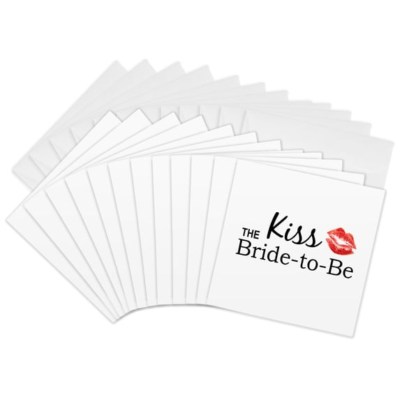 3drose, Kiss the Bride to Be - Bachelorette Party or Hen Night Fun Gifts - Pre-wedding Partying Kisses, 12 Greeting Cards with Envelopes