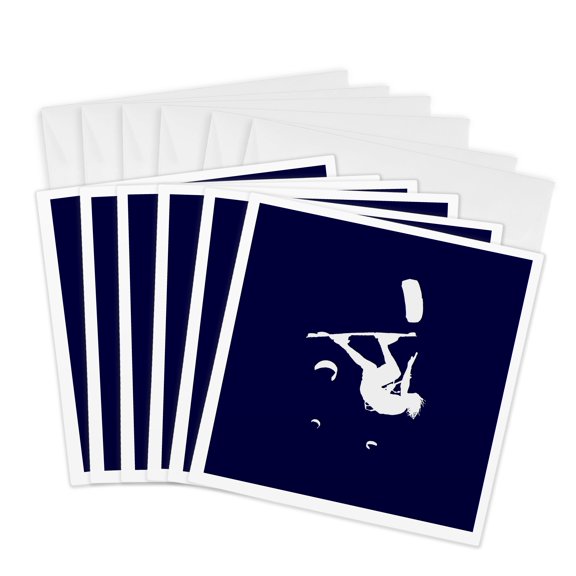 3drose, Kiteboarder Turning the World Upside down White Vector, 6 Greeting Cards with Envelopes