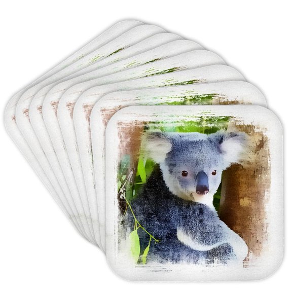3drose, Koala Bear Illustration, Set of 8 Coasters - Soft