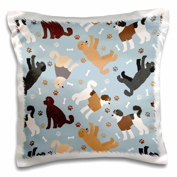 3drose, Labradoodle Goldendoodle Paws and Bones Dog Pattern, 16x16 inch Pillow Case