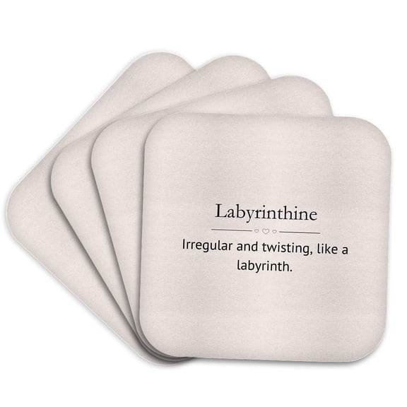 3drose, Labyrinthine and Its Meaning Typography, Set of 4 Coasters - Cork