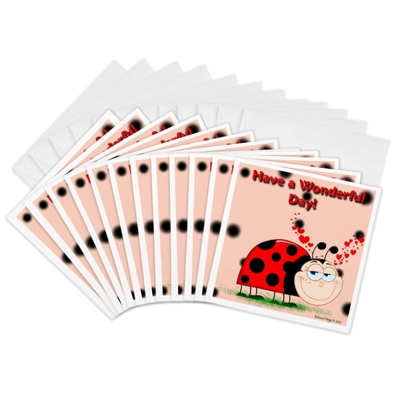 3drose, Ladybug Happiness, 12 Greeting Cards with Envelopes
