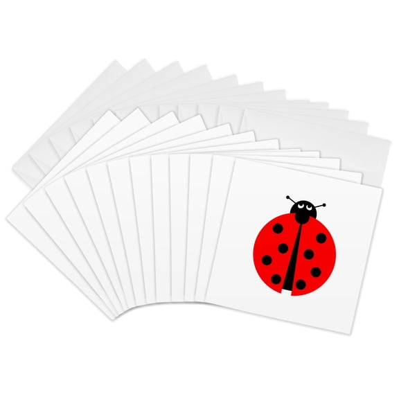 3drose, Ladybug Illustration on White Background., 12 Greeting Cards with Envelopes