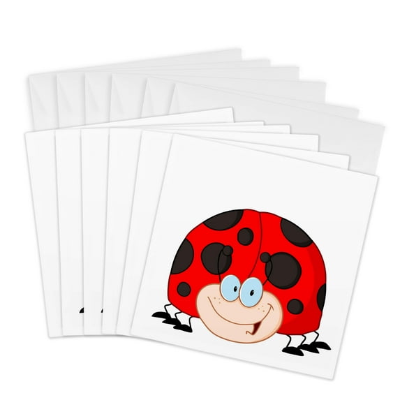 3drose, Ladybug with Smiles, 6 Greeting Cards with Envelopes