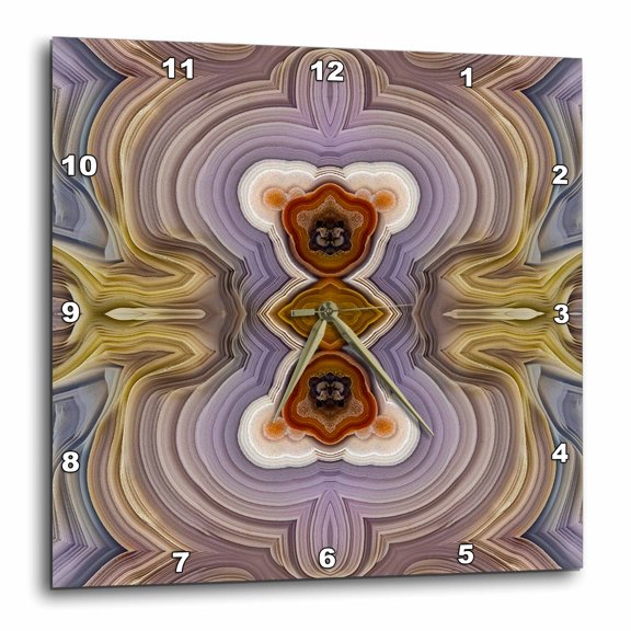 3drose, Laguna Agate Kaleidoscopic Repeating Mirror-effect Pattern, 15x15 Wall Clock
