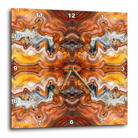 3drose, Laguna Agate Mirror-effect Kaleidoscope Repeating Pattern, 15x15 Wall Clock