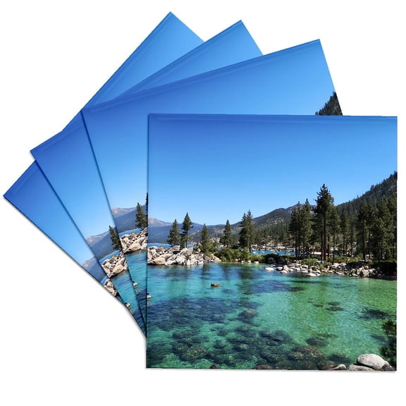 3drose, Lake Tahoe Sand Harbor Beautiful View, Set of 4 Ceramic Tile Coasters
