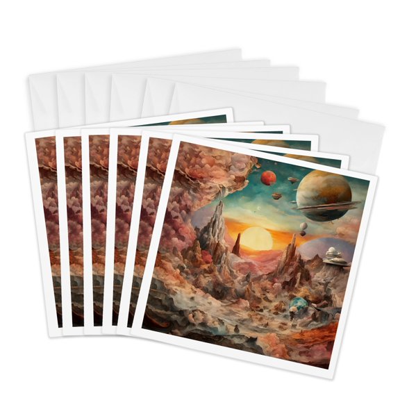 3drose, Landscape on Another Planet Fantasy, 6 Greeting Cards with Envelopes