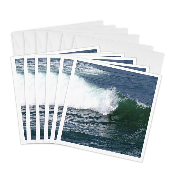 3drose, Large Ocean Wave, 6 Greeting Cards with Envelopes