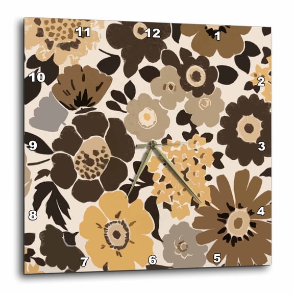 3drose, Late Fall Brown N Tans in Pretty Pattern, 15x15 Wall Clock
