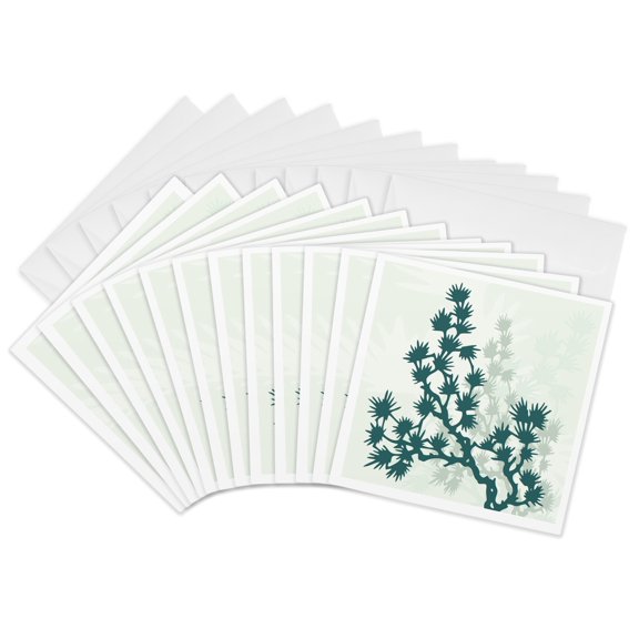 3drose, Layered Misty Branches Artwork, 12 Greeting Cards with Envelopes