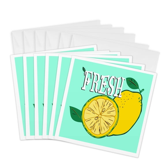 3drose, Lemon with Fresh, 6 Greeting Cards with Envelopes