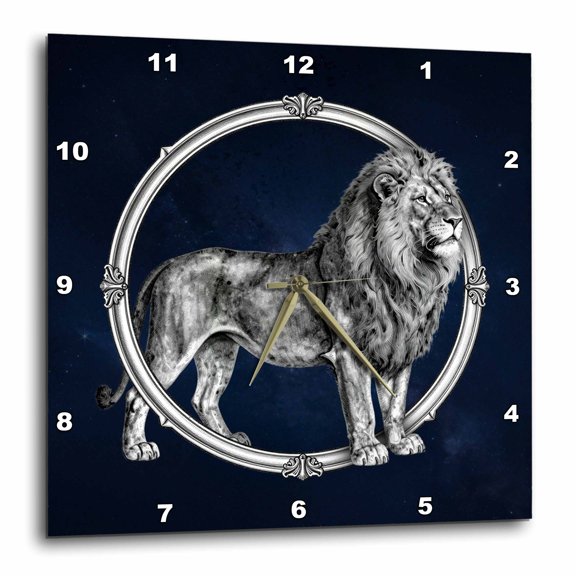 3drose, Leo Zodiac Lion Celestial Vintage Astrology Art, 10x10 Wall Clock