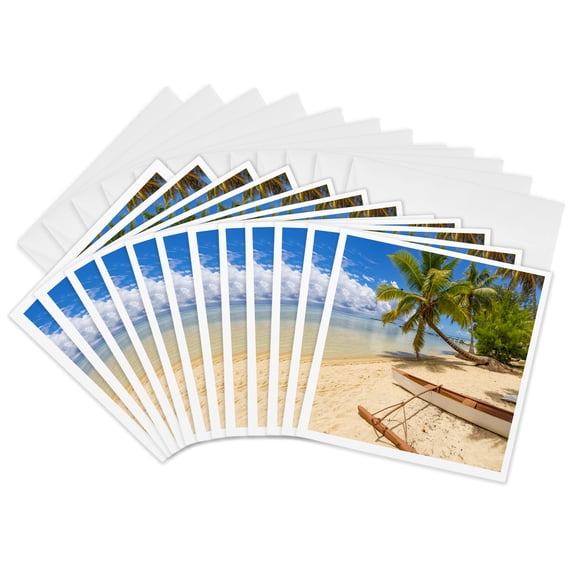 3drose, Les Tipaniers, Tiahura, Moorea, French Polynesia., 12 Greeting Cards with Envelopes