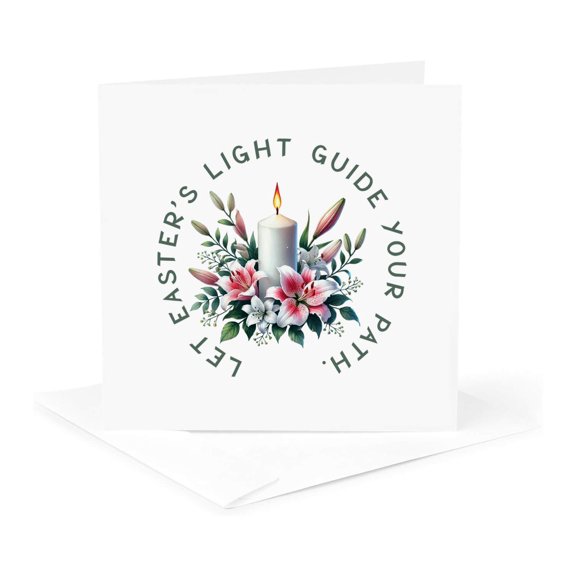 3drose, Let Easters Light Guide Your Path. Happy Easter Wish, Gift for All, 1 Greeting Card with Envelope