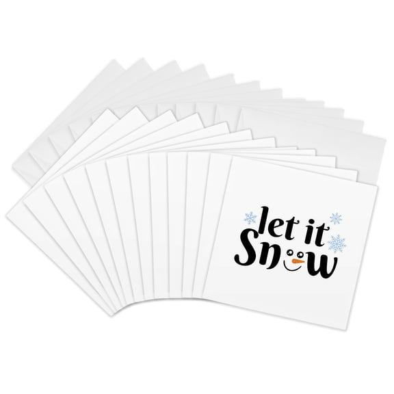 3drose, Let It Snow - Snowman Face, 12 Greeting Cards with Envelopes