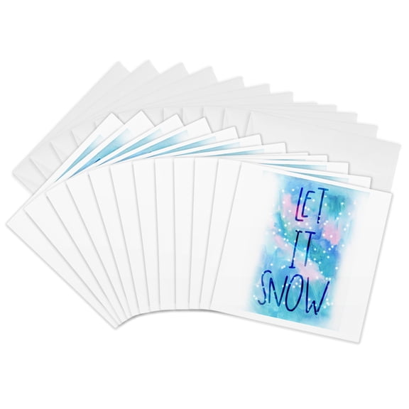 3drose, Let It Snow Winter Decorations, 12 Greeting Cards with Envelopes