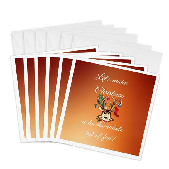 3drose, Lets Make Christmas a Ho Ho Whole Lot of Fun, 6 Greeting Cards with Envelopes