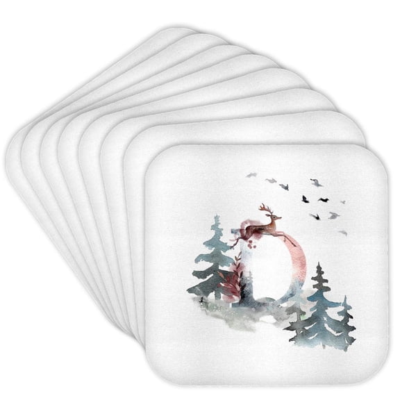 3drose, Letter D Personal Wood Animal Watercolor Monogram Personalized Initial, Set of 8 Coasters - Soft
