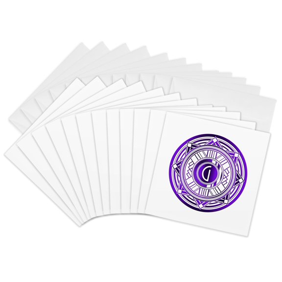 3drose, Letter G Purple Art Deco Monogram, 12 Greeting Cards with Envelopes